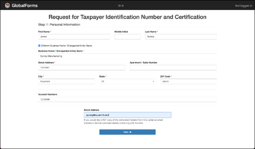 Tax Request Form